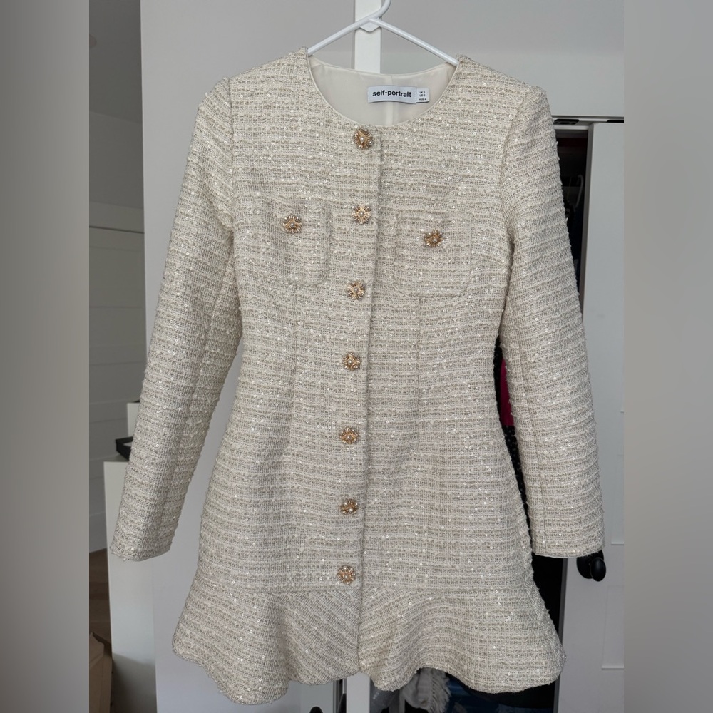 Self-Portrait Cream boucle Women's dress